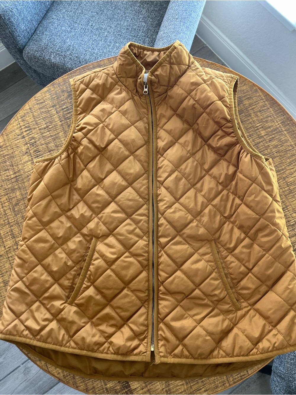Woman’s Quilted Vest Jacket - Mustard Brown